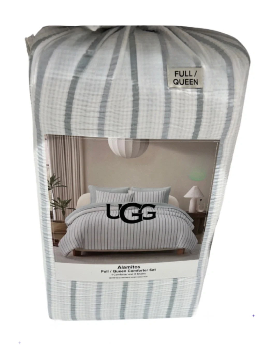 UGG Alamitos Blue and White Striped Full/Queen Comforter Set 110”x92”